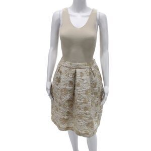D. Exterior Womens Fit & Flare Dress Beige Sleeveless V-Neck Size S